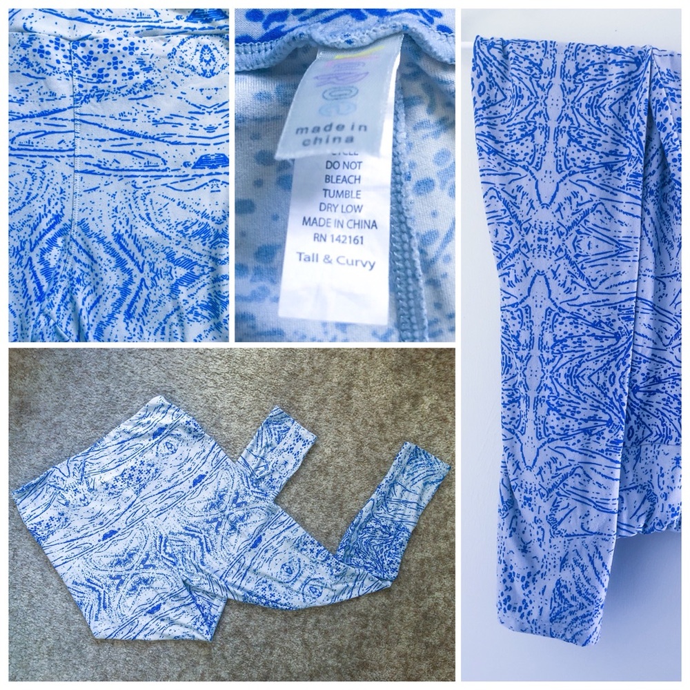 LulaRoe Tall & Curvy Blue pattern leggings
